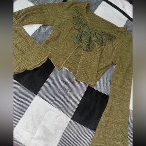 Vintage green cut butterfly long sleeve